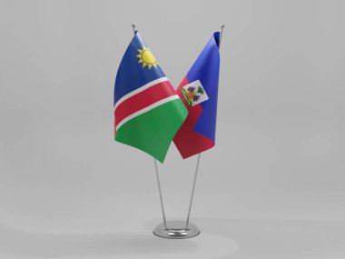Haiti - Namibya İşbirliği Bayrakları, Beyaz Arkaplan - 3D Render