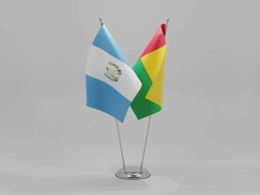 Gine Bissau - Guatemala İşbirliği Bayrakları, Beyaz Arkaplan - 3D Render