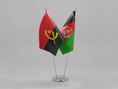 Afganistan - Angola İşbirliği Bayrakları, Beyaz Arkaplan - 3D Yapılandırma