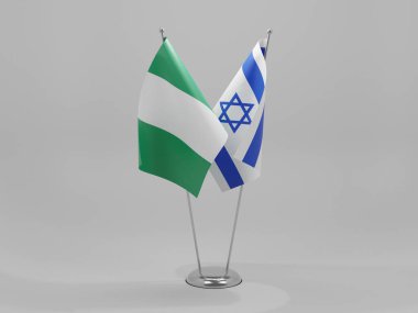 İsrail - Nijerya İşbirliği Bayrakları, Beyaz Arkaplan - 3D Render