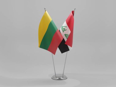 Irak - Litvanya İşbirliği Bayrakları, Beyaz Arkaplan - 3D Render