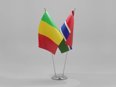 Gambiya - Mali İşbirliği Bayrakları, Beyaz Arkaplan - 3D Render
