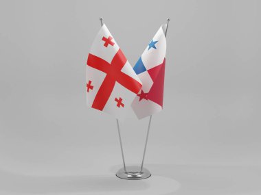 Panama - Georgia İşbirliği Bayrakları, Beyaz Arkaplan - 3D Render