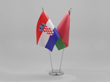 Belarus - Hırvatistan İşbirliği Bayrakları, Beyaz Arkaplan - 3D Hazırlama