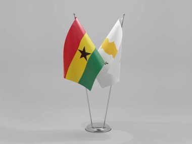 Kıbrıs - Gana İşbirliği Bayrakları, Beyaz Arkaplan - 3D Render
