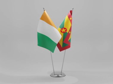 Grenada - Cote D Fildişi İşbirliği Bayrakları, Beyaz Arkaplan - 3B Renklendirme