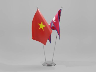 Nepal - Vietnam İşbirliği Bayrakları, Beyaz Arkaplan - 3D Yapılandırma