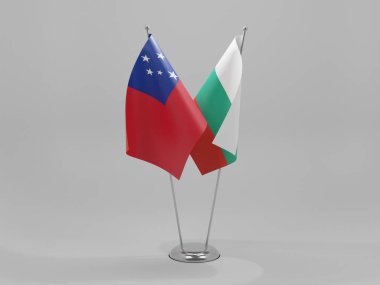 Bulgaristan - Samoa İşbirliği Bayrakları, Beyaz Arkaplan - 3D Render