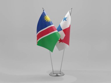 Panama - Namibya İşbirliği Bayrakları, Beyaz Arkaplan - 3D Render