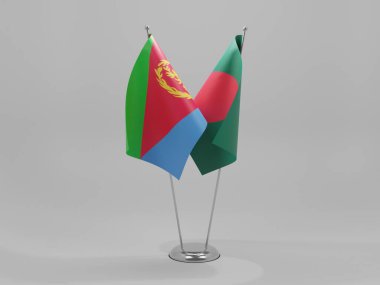 Bangladeş - Eritre İşbirliği Bayrakları, Beyaz Arkaplan - 3D Render