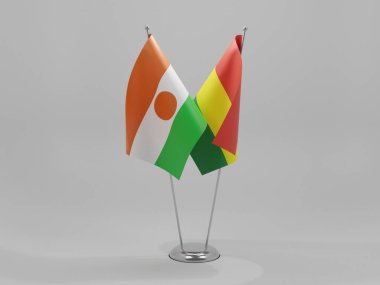 Bolivya - Nijer İşbirliği Bayrakları, Beyaz Arkaplan - 3B Render