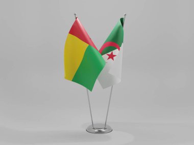 Cezayir - Gine Bissau İşbirliği Bayrakları, Beyaz Arkaplan - 3D Render
