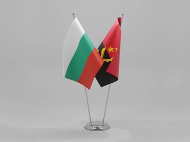 Angola - Bulgaristan İşbirliği Bayrakları, Beyaz Arkaplan - 3D Hazırlama