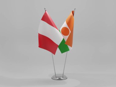Nijer - Peru İşbirliği Bayrakları, Beyaz Arkaplan - 3D Render