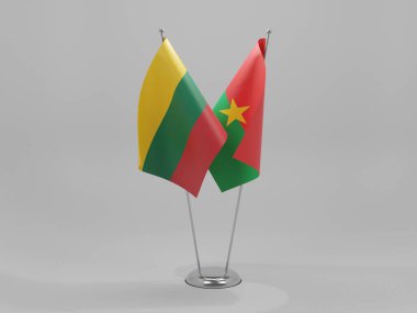 Burkina Faso - Litvanya İşbirliği Bayrakları, Beyaz Arkaplan - 3D Render