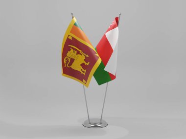 Umman - Sri Lanka İşbirliği Bayrakları, Beyaz Arkaplan - 3D Render