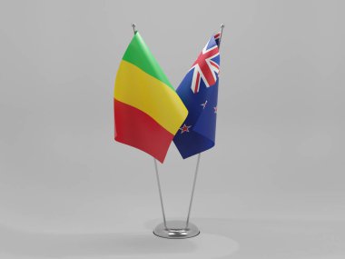 Yeni Zelanda - Mali İşbirliği Bayrakları, Beyaz Arkaplan - 3D Render