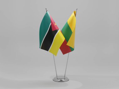 Litvanya - Mozambik İşbirliği Bayrakları, Beyaz Arkaplan - 3D Render