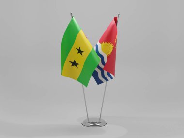Kiribati - Sao Tome ve Principe İşbirliği Bayrakları, Beyaz Arkaplan - 3D Render