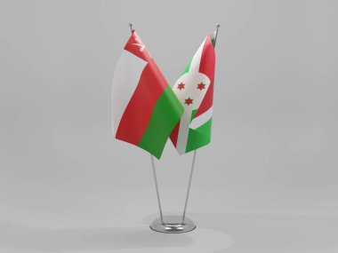 Burundi - Umman İşbirliği Bayrakları, Beyaz Arkaplan - 3D Render