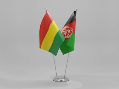 Afganistan - Bolivya İşbirliği Bayrakları, Beyaz Arkaplan - 3D Render