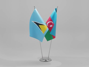 Azerbaycan - Saint Lucia İşbirliği Bayrakları, Beyaz Arkaplan - 3D Yapılandırma