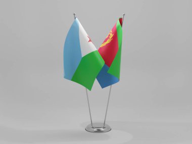 Eritre - Cibuti İşbirliği Bayrakları, Beyaz Arkaplan - 3D Yapılandırma