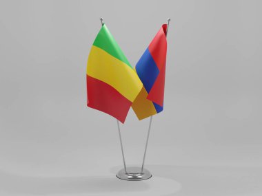 Ermenistan - Mali İşbirliği Bayrakları, Beyaz Arkaplan - 3D Render