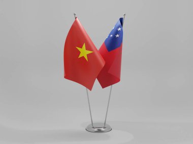 Samoa - Vietnam İşbirliği Bayrakları, Beyaz Arkaplan - 3D Render