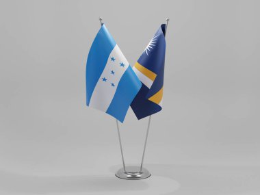 Marshall Adaları - Honduras İşbirliği Bayrakları, Beyaz Arkaplan - 3D Render