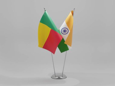 Hindistan - Benin İşbirliği Bayrakları, Beyaz Arkaplan - 3D Yapılandırma