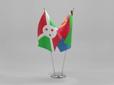 Eritre - Burundi İşbirliği Bayrakları, Beyaz Arkaplan - 3D Render