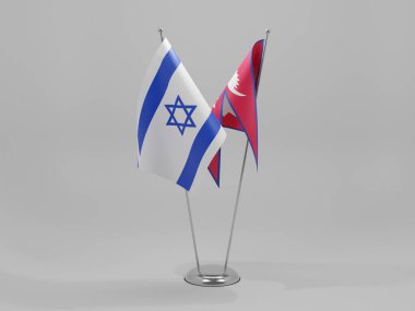 Nepal - İsrail İşbirliği Bayrakları, Beyaz Arkaplan - 3D Yapılandırma