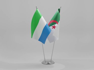 Cezayir - Sierra Leone İşbirliği Bayrakları, Beyaz Arkaplan - 3D Render