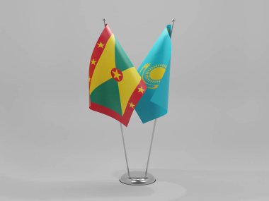 Kazakistan - Grenada İşbirliği Bayrakları, Beyaz Arkaplan - 3D Renklendirme