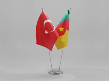 Kamerun - Türkiye İşbirliği Bayrakları, Beyaz Arkaplan - 3D Yapılandırma
