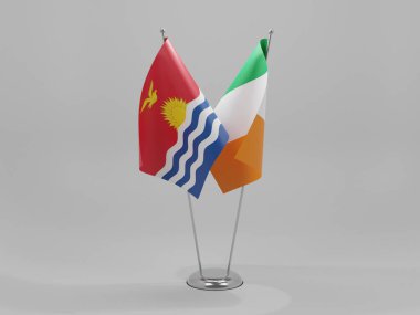 İrlanda - Kiribati İşbirliği Bayrakları, Beyaz Arkaplan - 3D Render