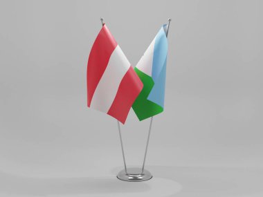 Cibuti - Avusturya İşbirliği Bayrakları, Beyaz Arkaplan - 3D Render