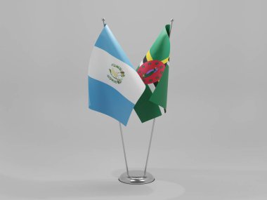 Dominica - Guatemala İşbirliği Bayrakları, Beyaz Arkaplan - 3D Render