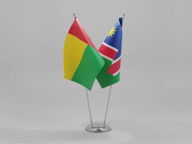 Namibya - Gine Bissau İşbirliği Bayrakları, Beyaz Arkaplan - 3D Render
