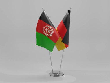 Almanya - Afganistan İşbirliği Bayrakları, Beyaz Arkaplan - 3D Hazırlama