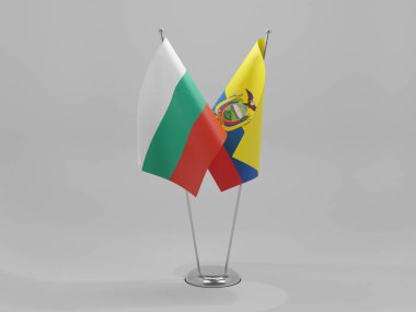 Ekvador - Bulgaristan İşbirliği Bayrakları, Beyaz Arkaplan - 3B Hazırlama