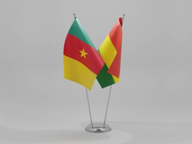 Bolivya - Kamerun İşbirliği Bayrakları, Beyaz Arkaplan - 3D Render