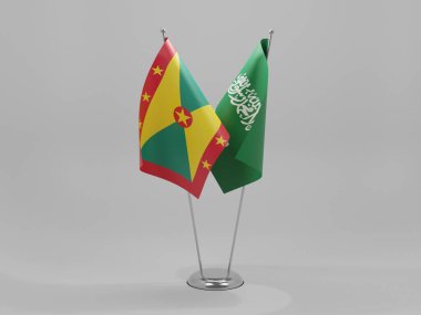 Suudi Arabistan - Grenada İşbirliği Bayrakları, Beyaz Arkaplan - 3D Renklendirme