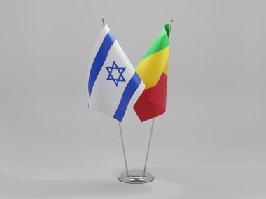 Mali - İsrail İşbirliği Bayrakları, Beyaz Arkaplan - 3D Yapılandırma