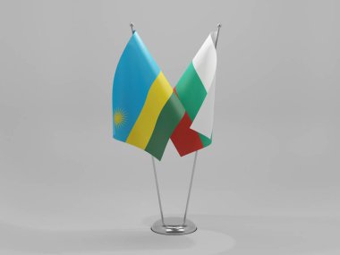 Bulgaristan - Ruanda İşbirliği Bayrakları, Beyaz Arkaplan - 3D Hazırlama
