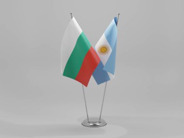 Arjantin - Bulgaristan İşbirliği Bayrakları, Beyaz Arkaplan - 3D Hazırlama