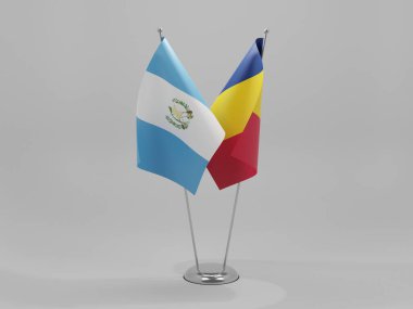 Chad - Guatemala İşbirliği Bayrakları, Beyaz Arkaplan - 3D Render