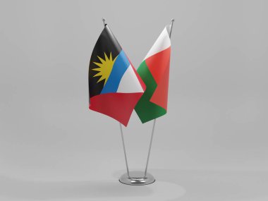 Madagaskar - Antigua ve Barbuda İşbirliği Bayrakları, Beyaz Arkaplan - 3D Render