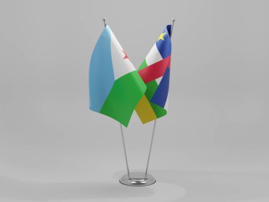 Orta Afrika Cumhuriyeti - Cibuti İşbirliği Bayrakları, Beyaz Arkaplan - 3D Render